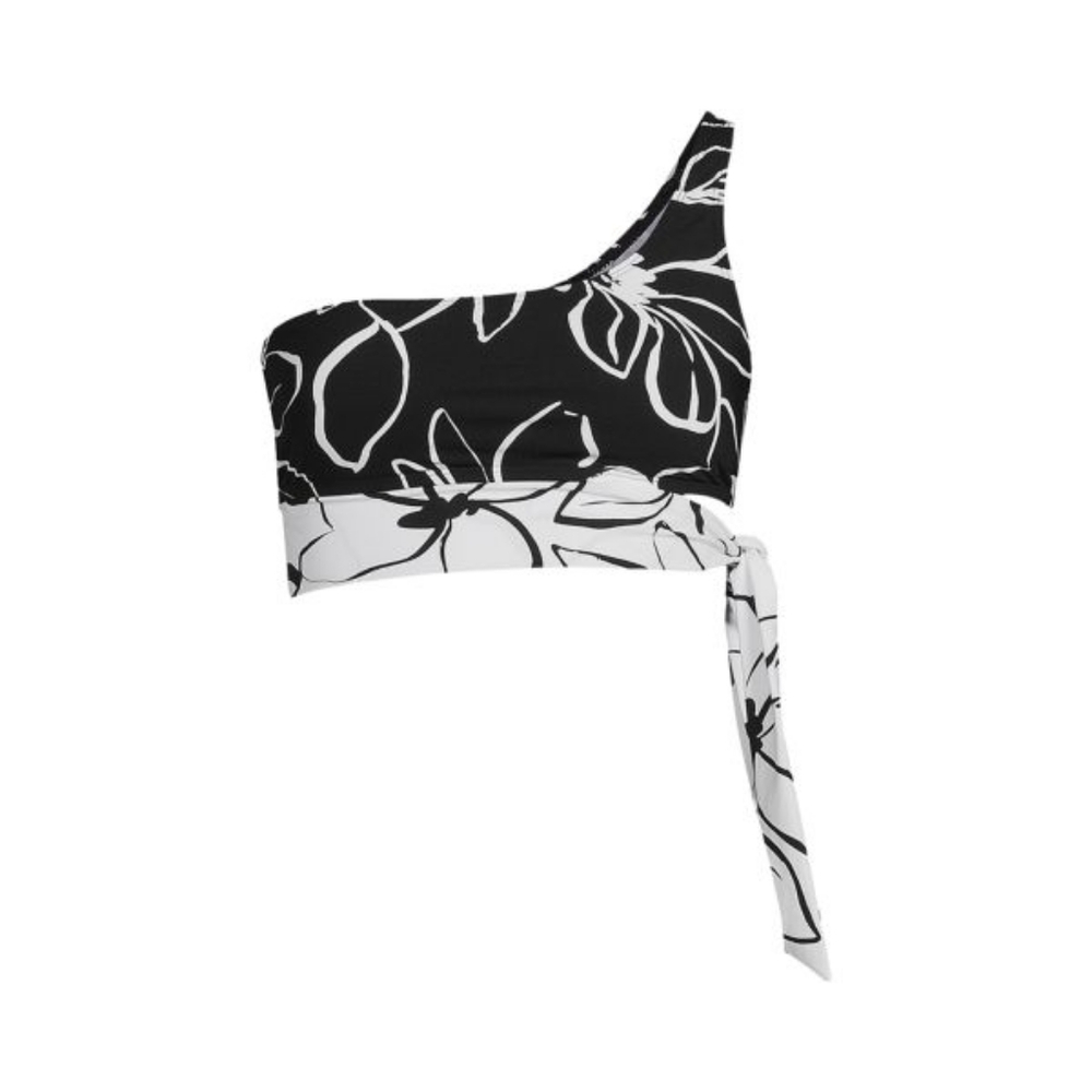 La Blanca Moonlit One Shoulder Black & White Floral Bikini Top Women's 16